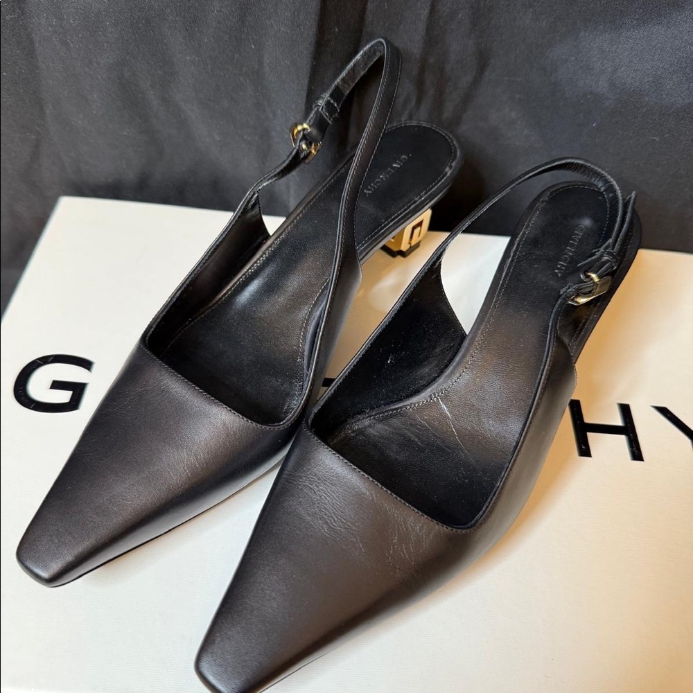 Calfskin G Cube 50mm Slingback Pumps Black
